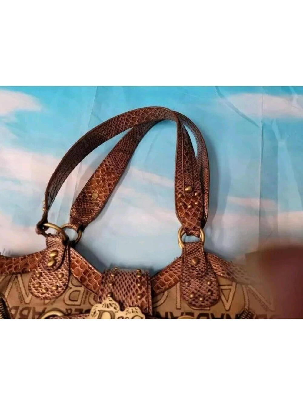 Dolce & Gabbana Vintage Brown Big Logo women's Western Shoulder Bag EUC - Picture 7 of 14